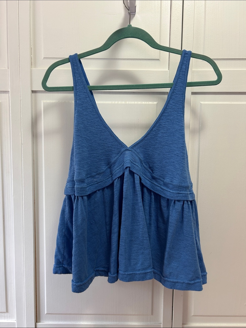 Free People Indigo Blue Knit Peplum Tank